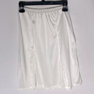 Vintage French Maid White Satiny Nylon Midi Slip Skirt Slip Lingerie M